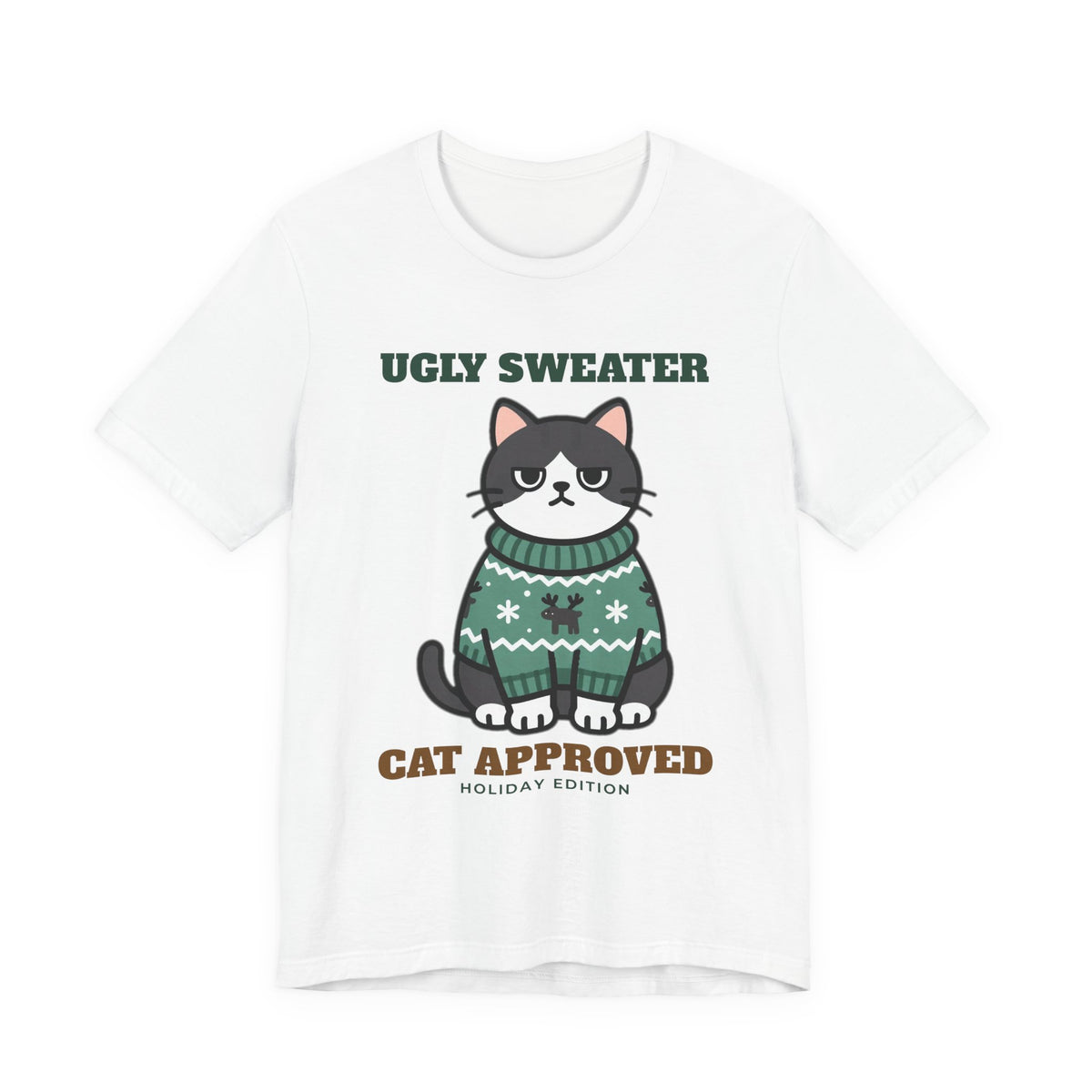 Ugly Christmas Sweater Style Shirt Cat, Cat Approved Funny Holiday Tee, Grumpy Cat Christmas Shirt, Cat Mom Gift, Cat Lover Sweatshirt