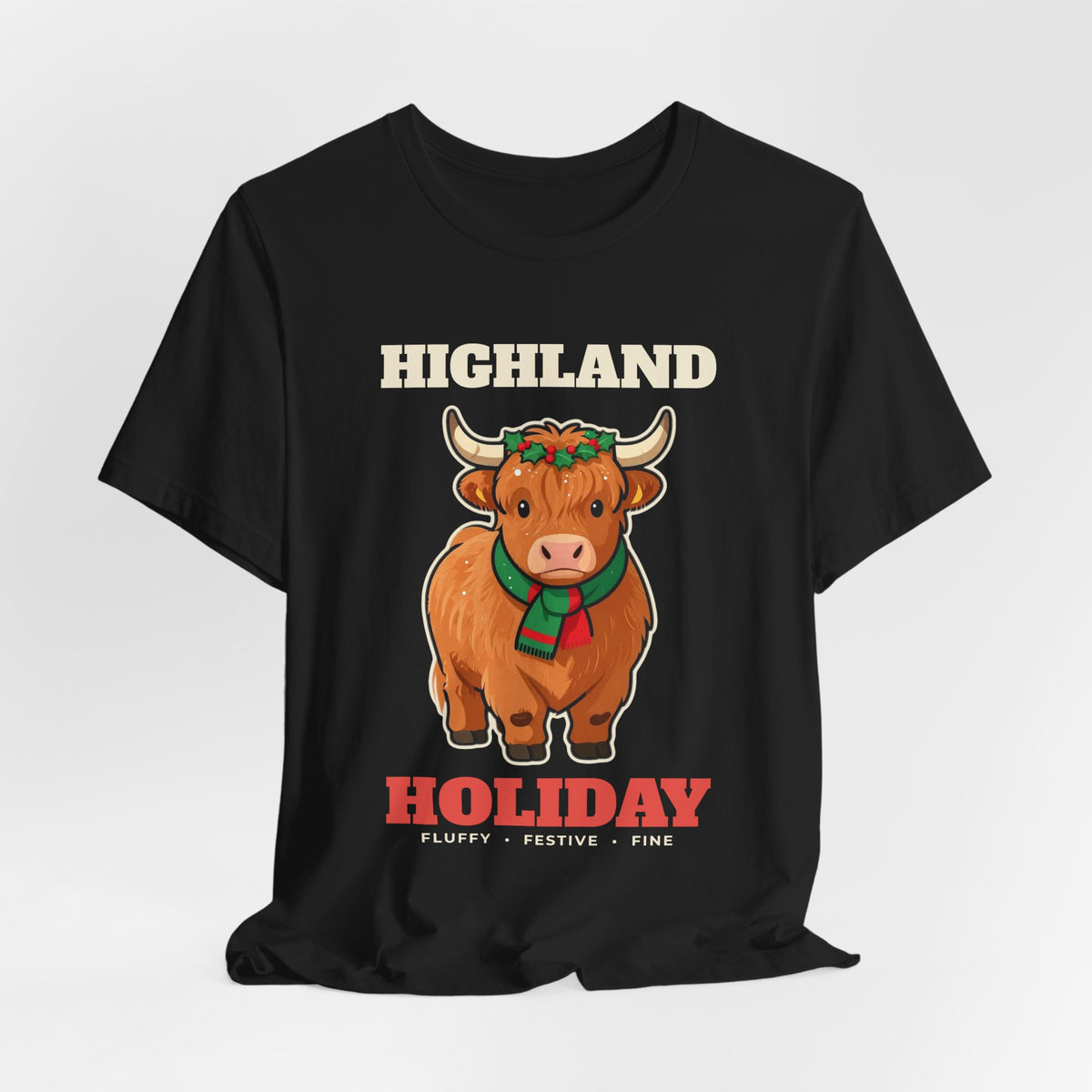 Highland Cow Christmas Shirt, Highland Holiday Cute Cow Tee, Cow Lover Christmas Gift, Fluffy Cow Holiday T-Shirt, Farm Christmas Sweatshirt