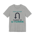 Reactive Dog Shirt with the Fluent in U-Turns design in athletic heather