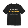 In Dog Years, a Legend senior dog birthday shirt tee in black