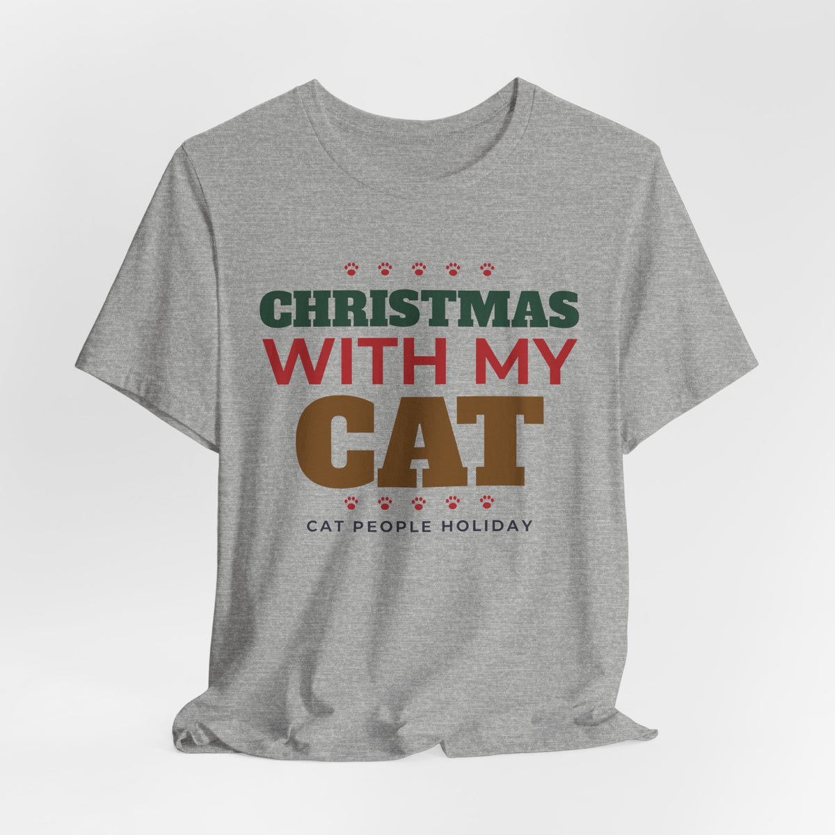 Christmas With My Cat Shirt, Cat Lover Christmas Tee, Cozy Cat Mom Holiday T-Shirt, Cat Dad Christmas Gift, Cat Person Holiday Shirt